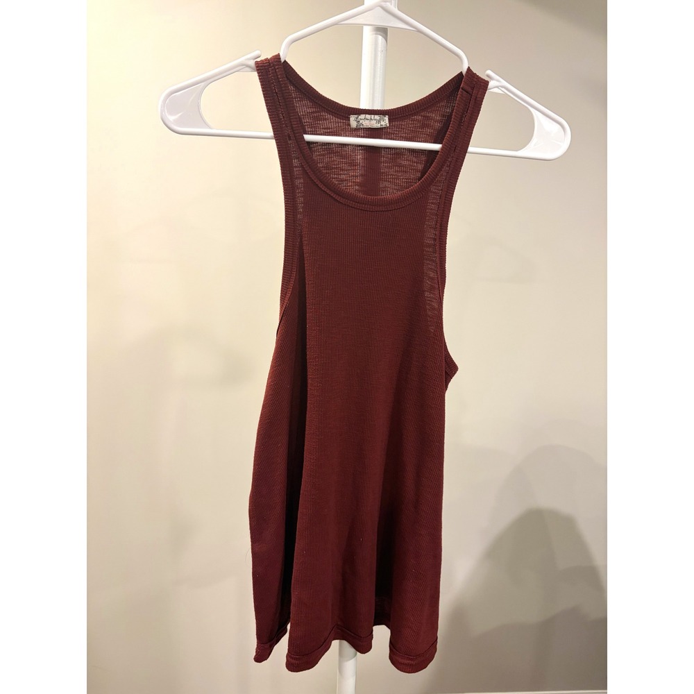 Free People 90s Boho Coastal Cowgirl Tank Top Medium Rust Terracotta High Neck